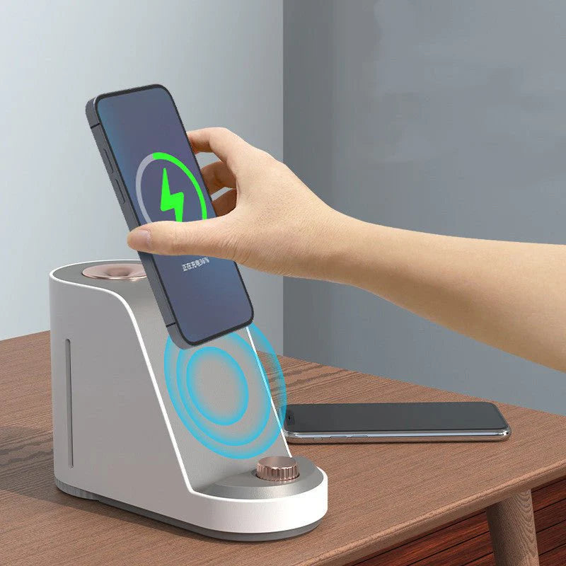 Wireless Charging Humidifier – Bedroom, Office, Desktop
Arabic: مرطّب هواء بالشحن اللاسلكي – لغرفة النوم أو المكتب أو الطاولة